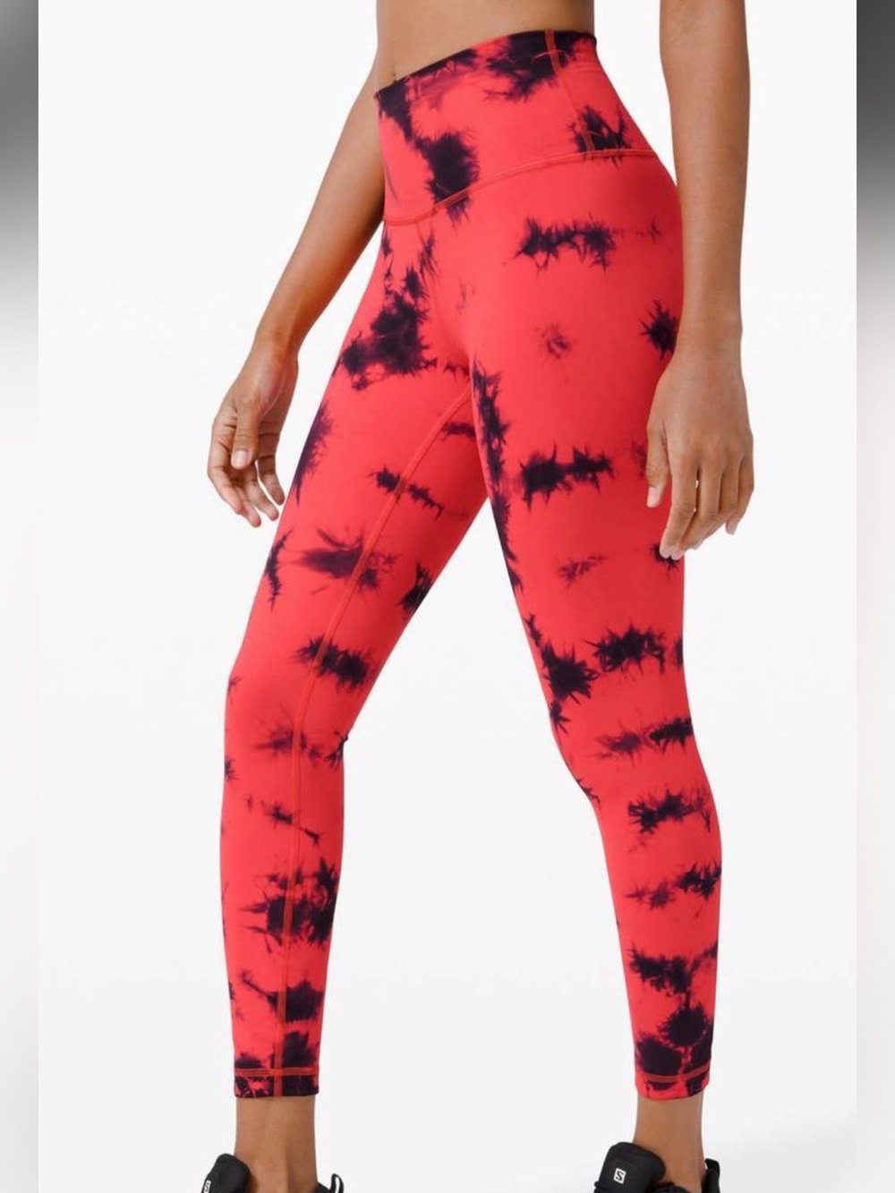 Lululemon Wunder Train HR 25” Leggings Carnation Red Black Tie Dye - Size 6 - Picture 3 of 10